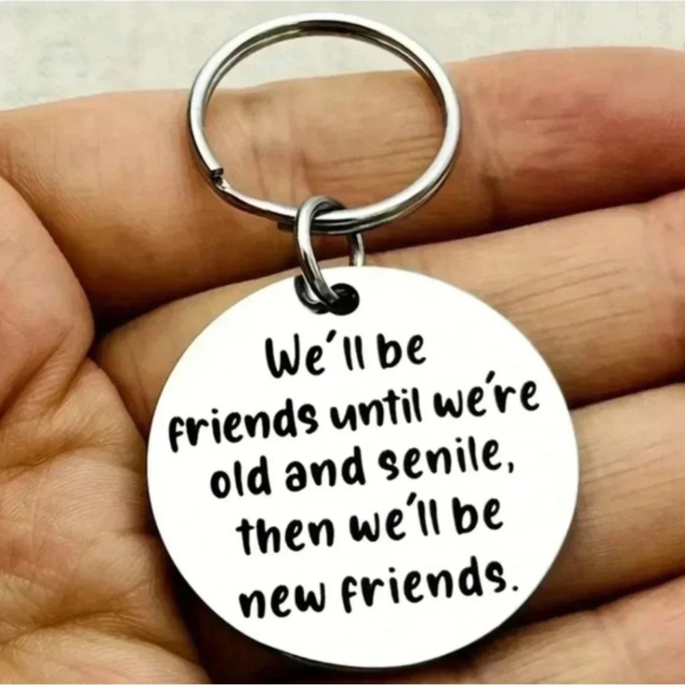 We Are Friends Senile Old Love Cute Bff Qyote Stainless Steel Keychain